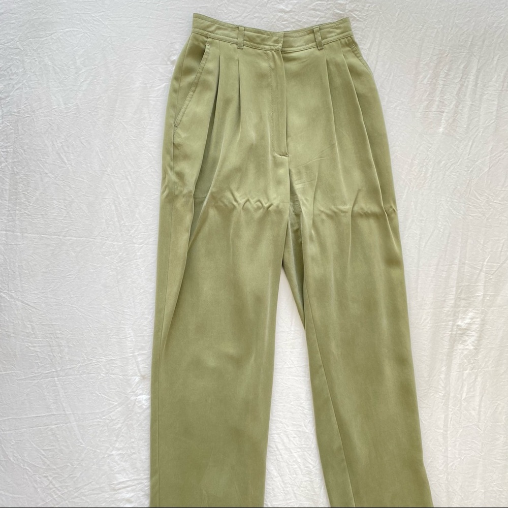 Green silk pants